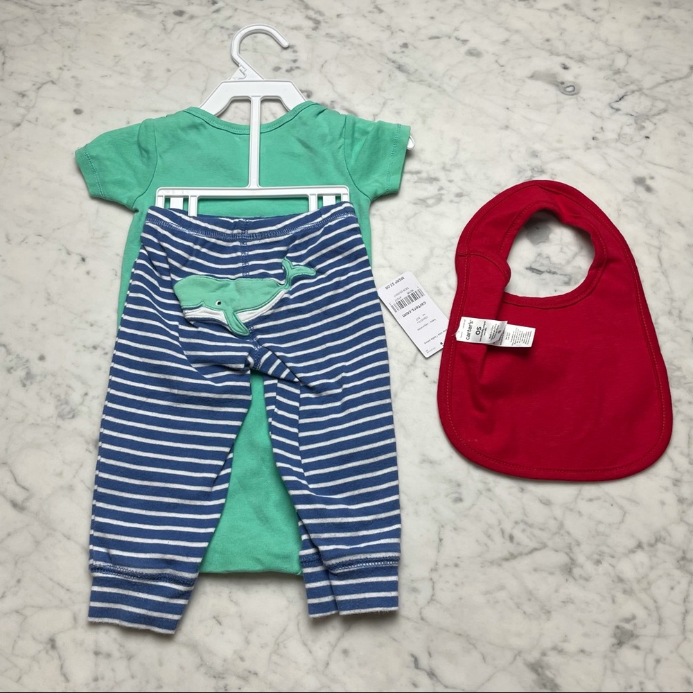 Carter's Mommy's First Mate Nautical Set Outfit Onesie Christmas Bib Bundle - Picture 8 of 10